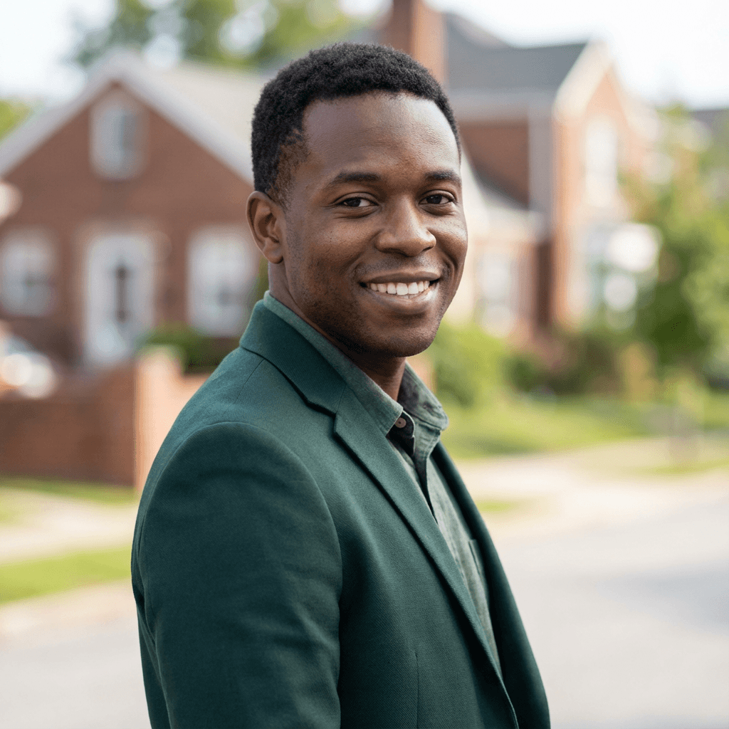David Okafor in front of his storefront